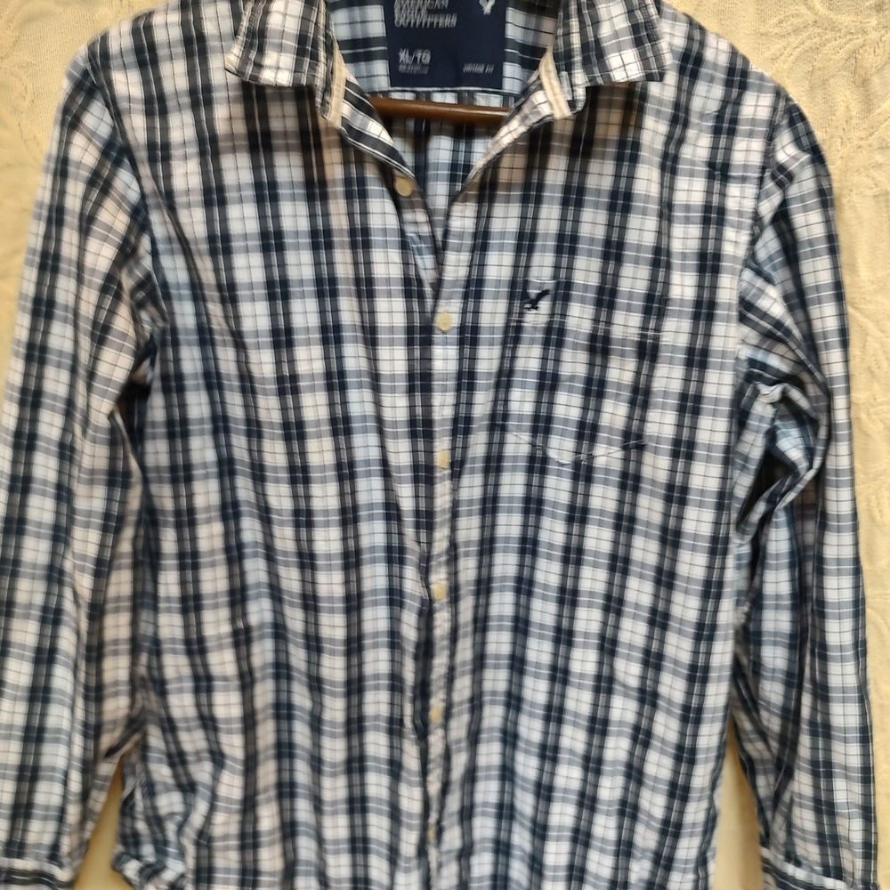 Vintage Men's American Eagle Men's Blue Plaid Shirt Size XL